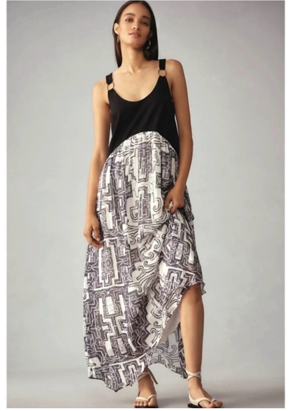 NWT Anthropologie Black & White Maxi Dress
